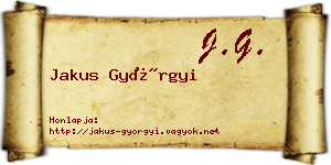 Jakus Györgyi névjegykártya